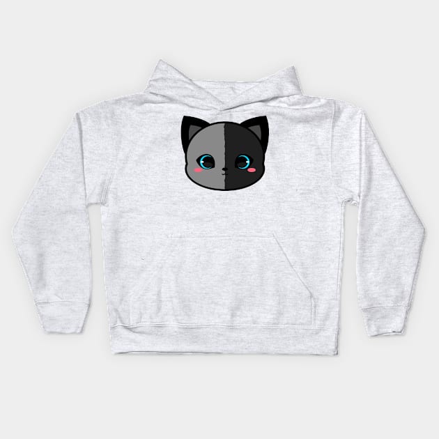 Cute Chimera Grey and Black Cat Kids Hoodie by alien3287